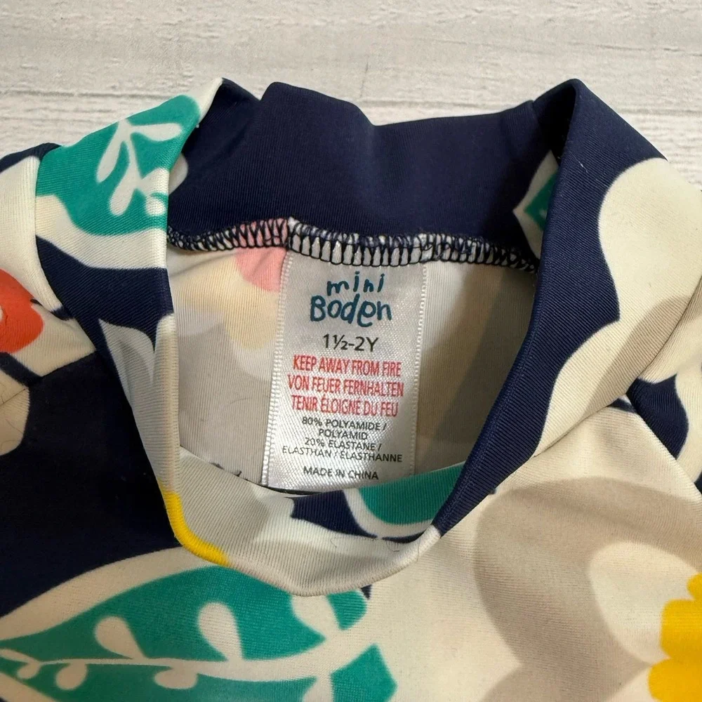 Mini Boden girls floral long sleeve‎ rash guard 1.5-2 years